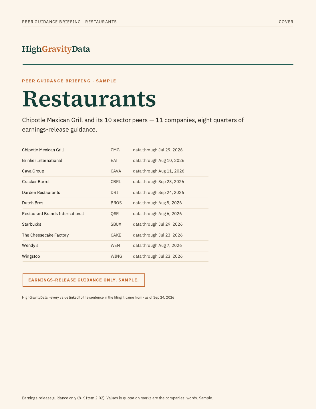 Sample briefing page 1